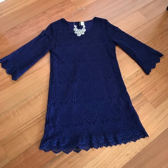 Divided Dresses & Skirts - Blue long sleeve lace dress